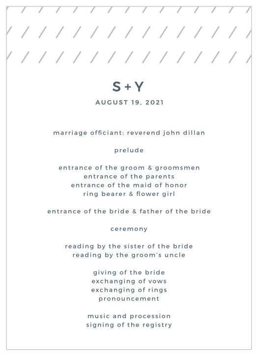 Our Starry Galaxy Wedding Programs feature a clean and modern design.