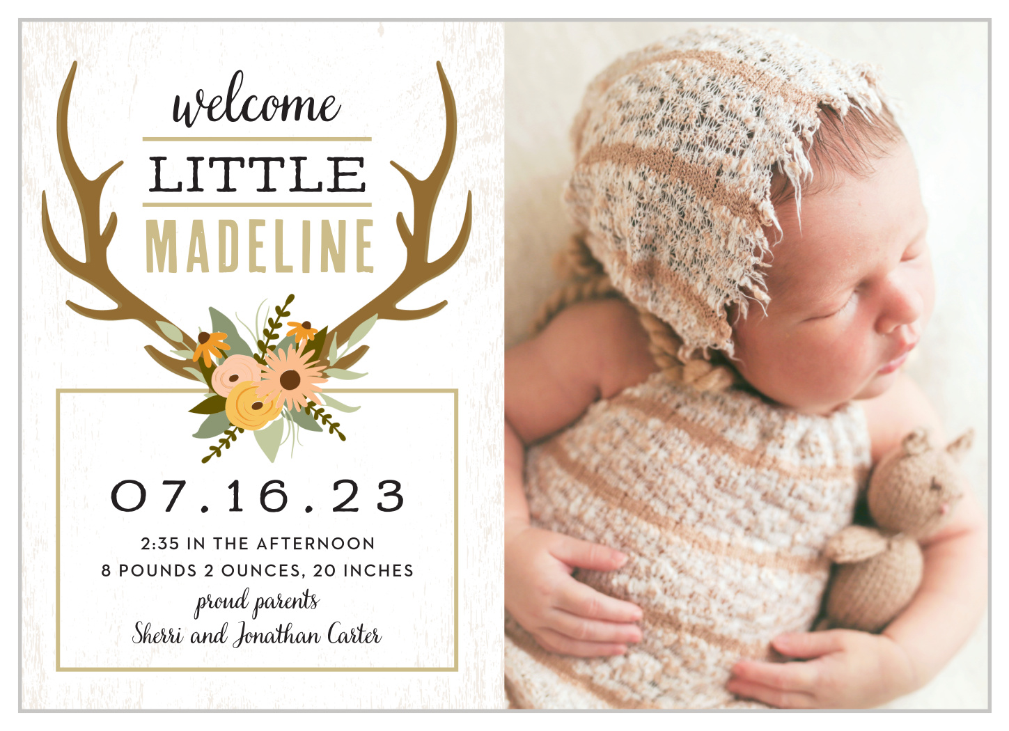 Country Antlers Birth Announcements