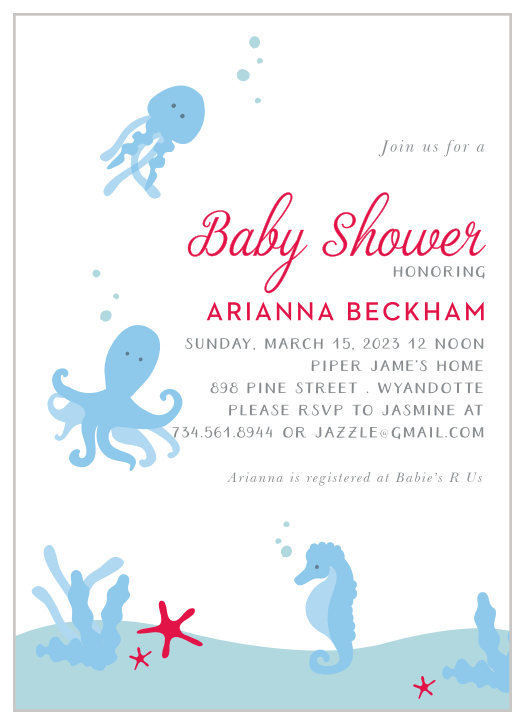 Under the Sea Baby Shower Invitations by Basic Invite