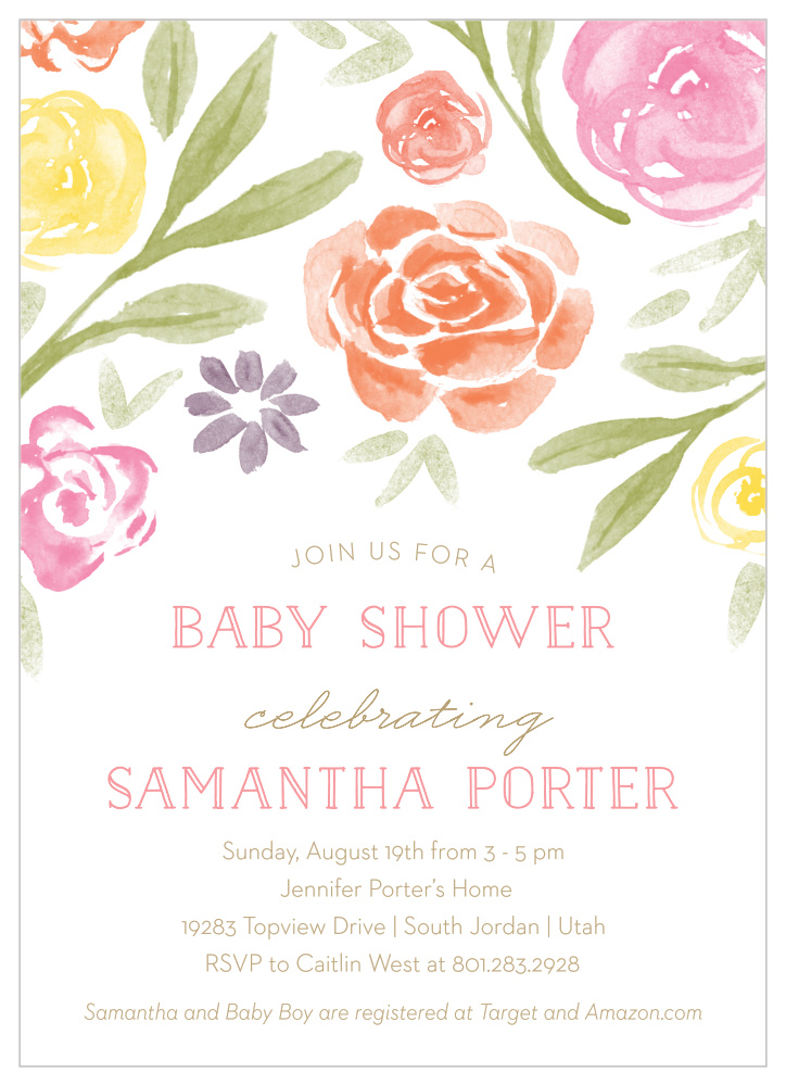 Colorful Florals Baby Shower Invitations