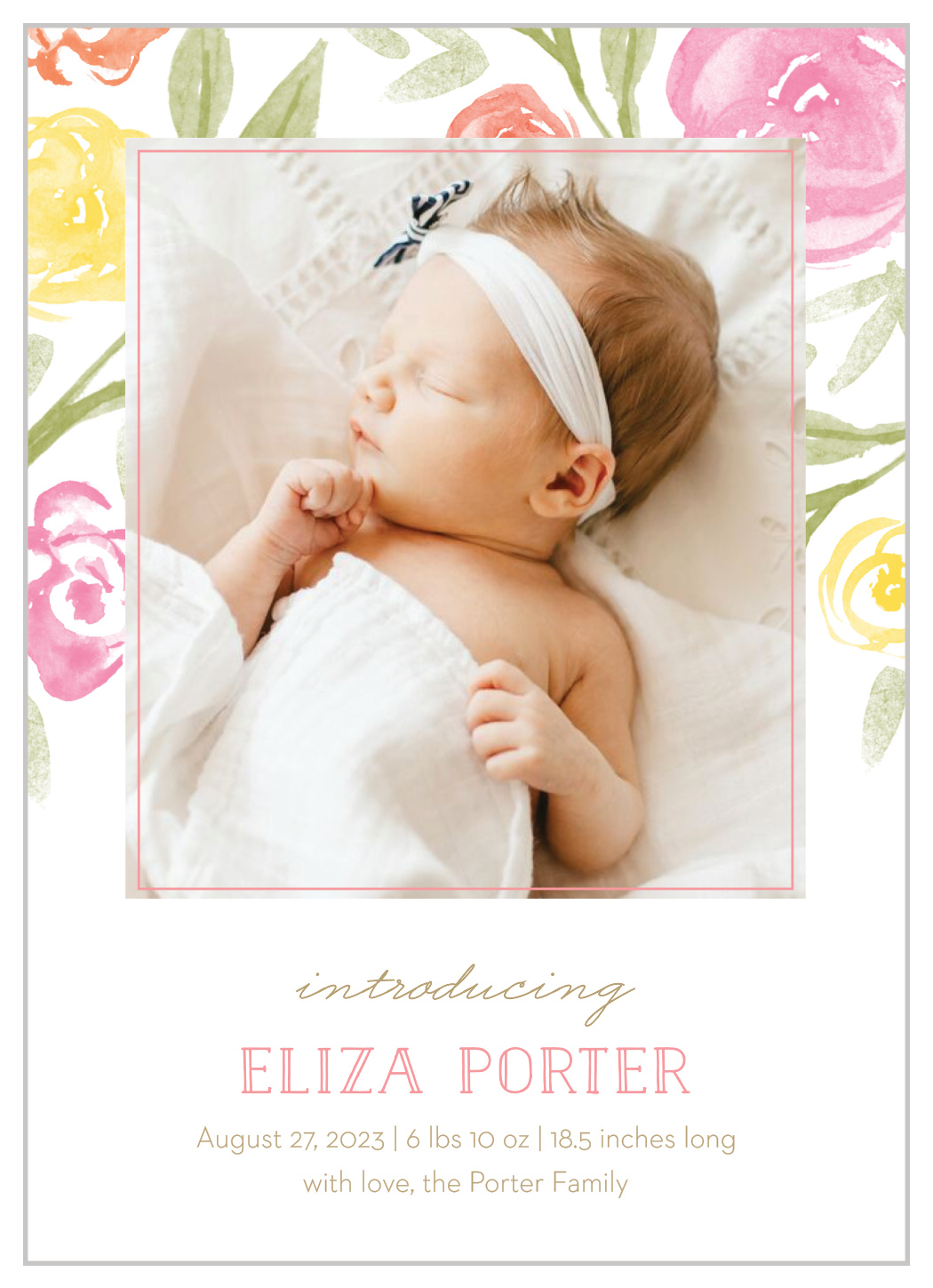 Colorful Florals Birth Announcements