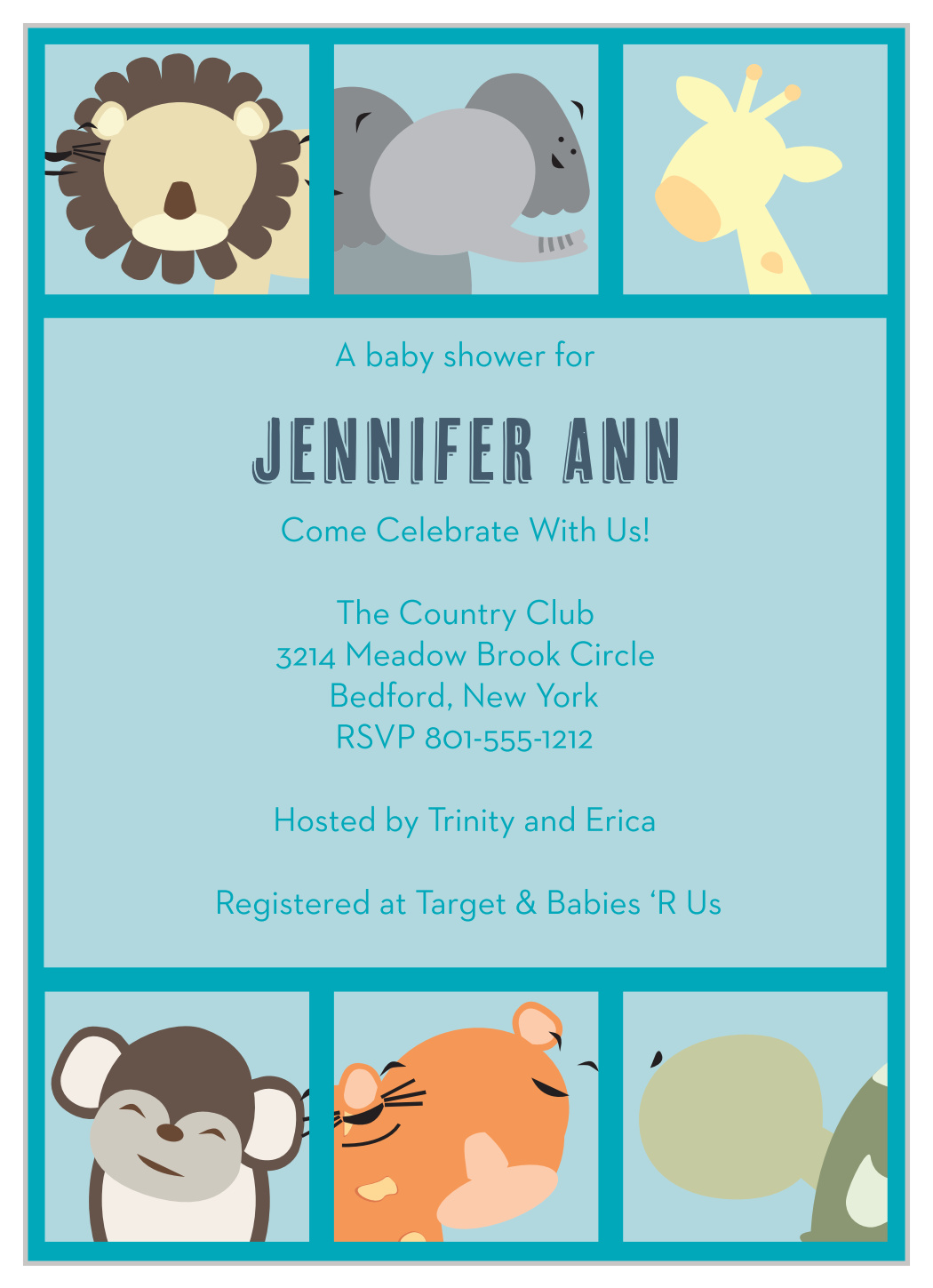 Animal Frame Baby Shower Invitations