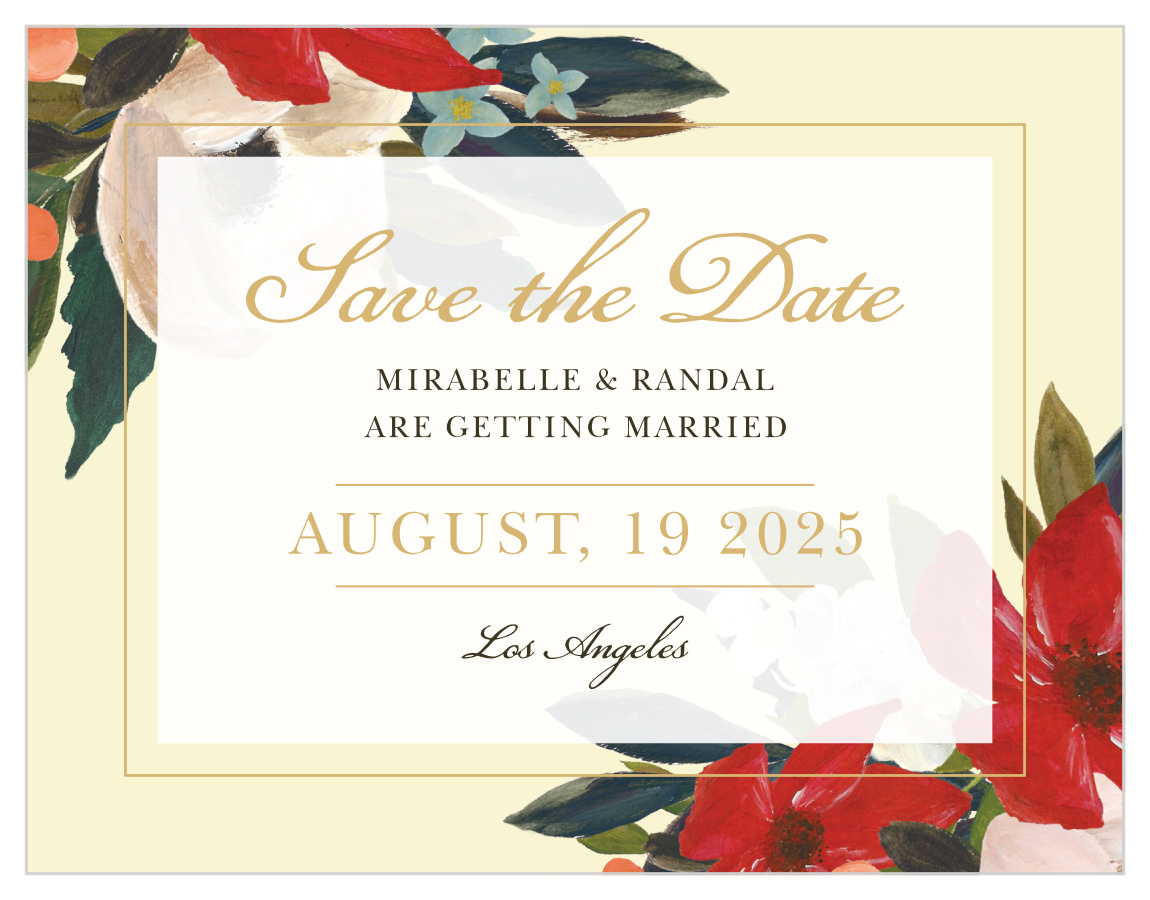 Amaryllis Bouquet Save the Date Cards