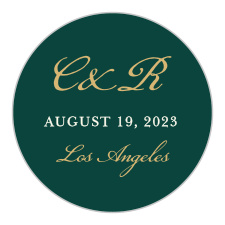 Amaryllis Bouquet Wedding Stickers offer a lovely contrast to the rest of your Amaryllis Bouquet Wedding suite. With a simple green background, swirling gold-foil text, and a subtle white print spelling out your wedding date, these gorgeous stickers will quickly become the emblem sealing your envelopes and decorating your stationery.