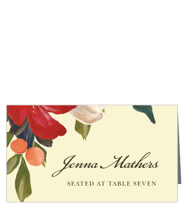 Amaryllis Bouquet Place Cards help your guests find their way to their seats- the ones you pick for them. With a larger-than-life bouquet of flowers decorating the majority of the card, and a subtle script spelling out your guests' names, these beautiful cards will look absolutely breathtaking on your reception tables.