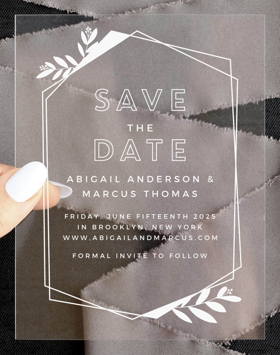 Modern Flora Clear Save the Date Cards