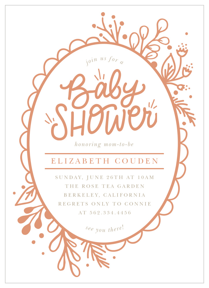 Floral Frame Baby Shower Invitations
