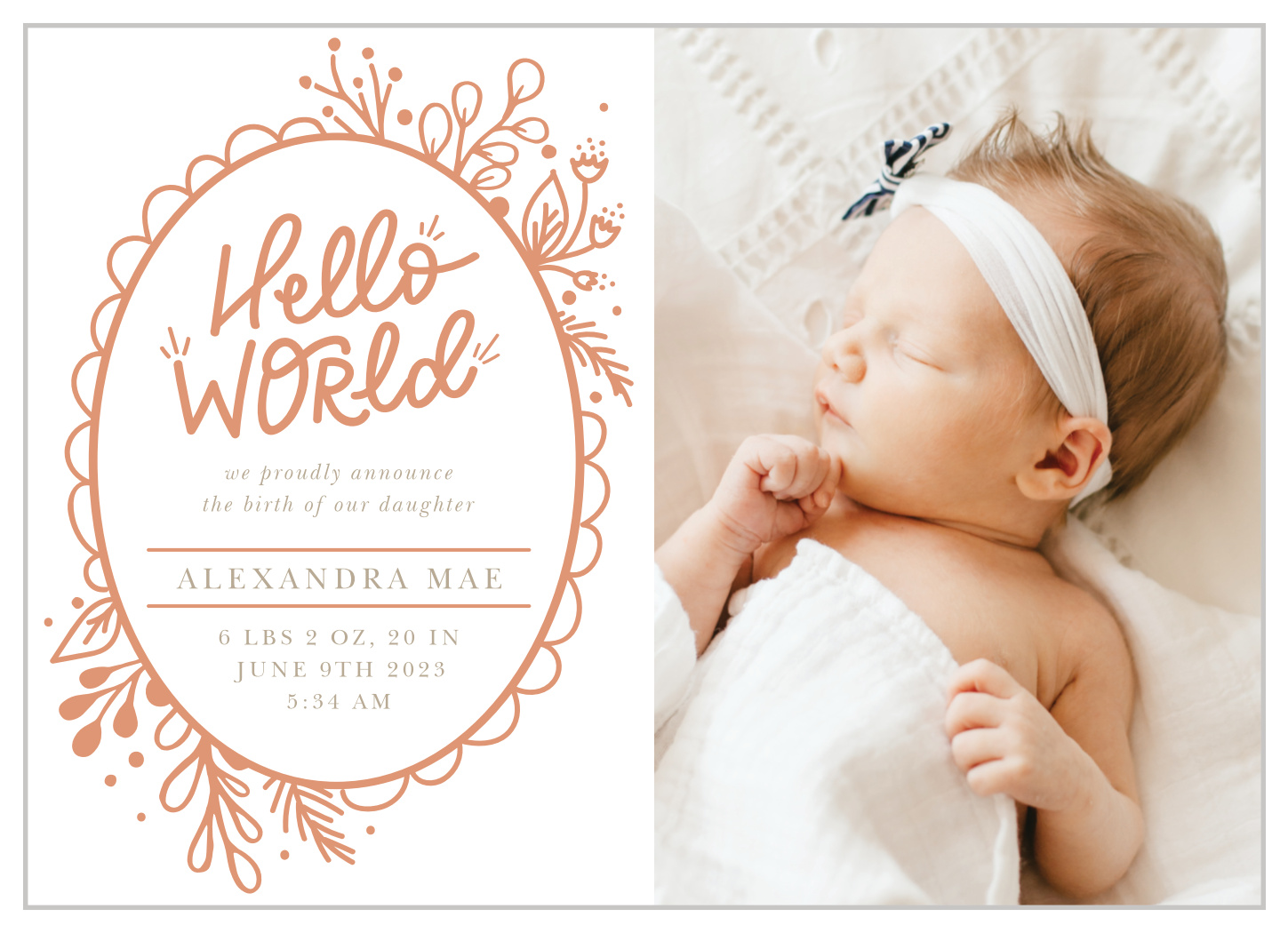 Floral Frame Birth Announcements