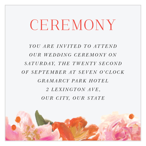 For your small, perfectly intimate ceremony, use our gorgeous Colorful Oil Paint Ceremony Cards to invite the people you love most.