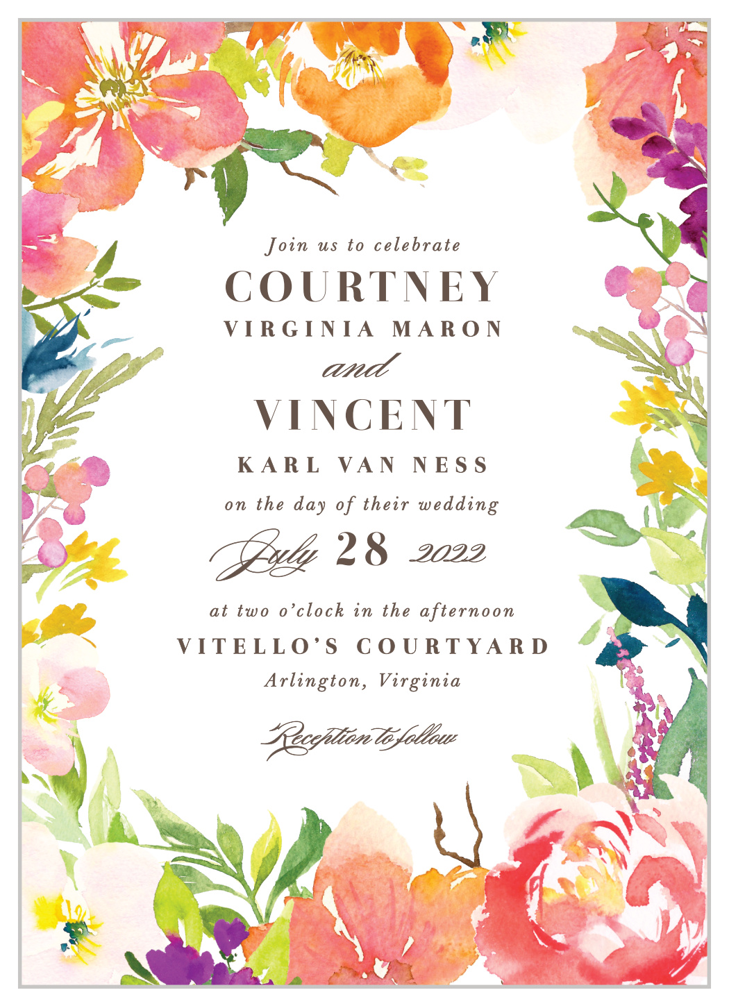 Colorful Garden Wedding Invitations