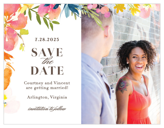 Ensure that your friends and family know when your wedding will be using the Colorful Garden Save-the-Date Cards!