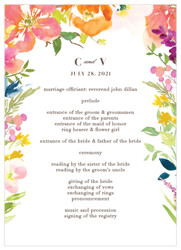 Your guests will adore the Colorful Garden Wedding Programs.