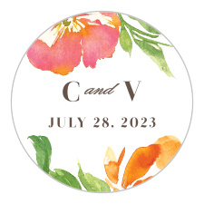 Our beautifully designed Colorful Garden Wedding Stickers feature a frame of brightly colored, tropical flowers.