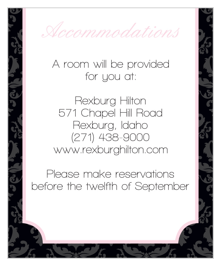 Pink Chic Accommodation Cards