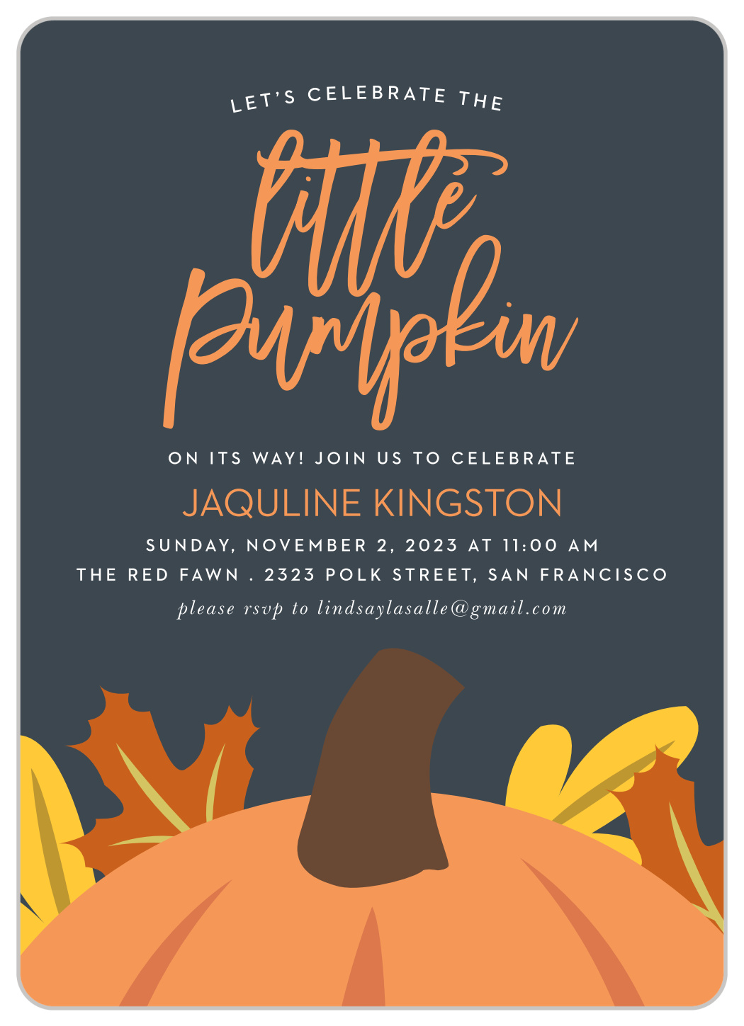 Little Pumpkin Baby Shower Invitations