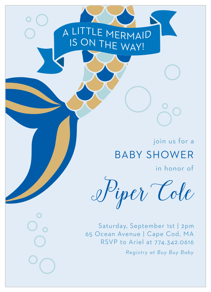 Mini Mermaid Baby Shower Invitations
