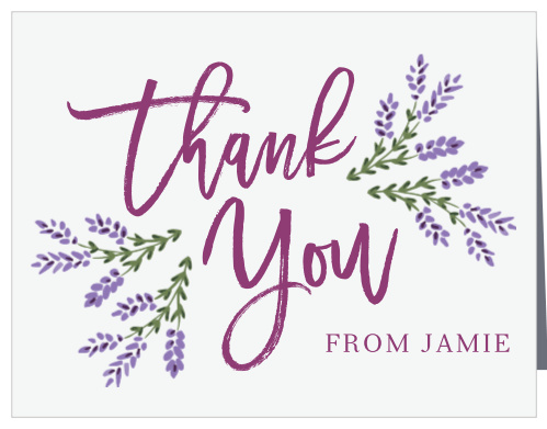 Let your love show with our Lavender Blooms Baby Shower Thank You Cards. 