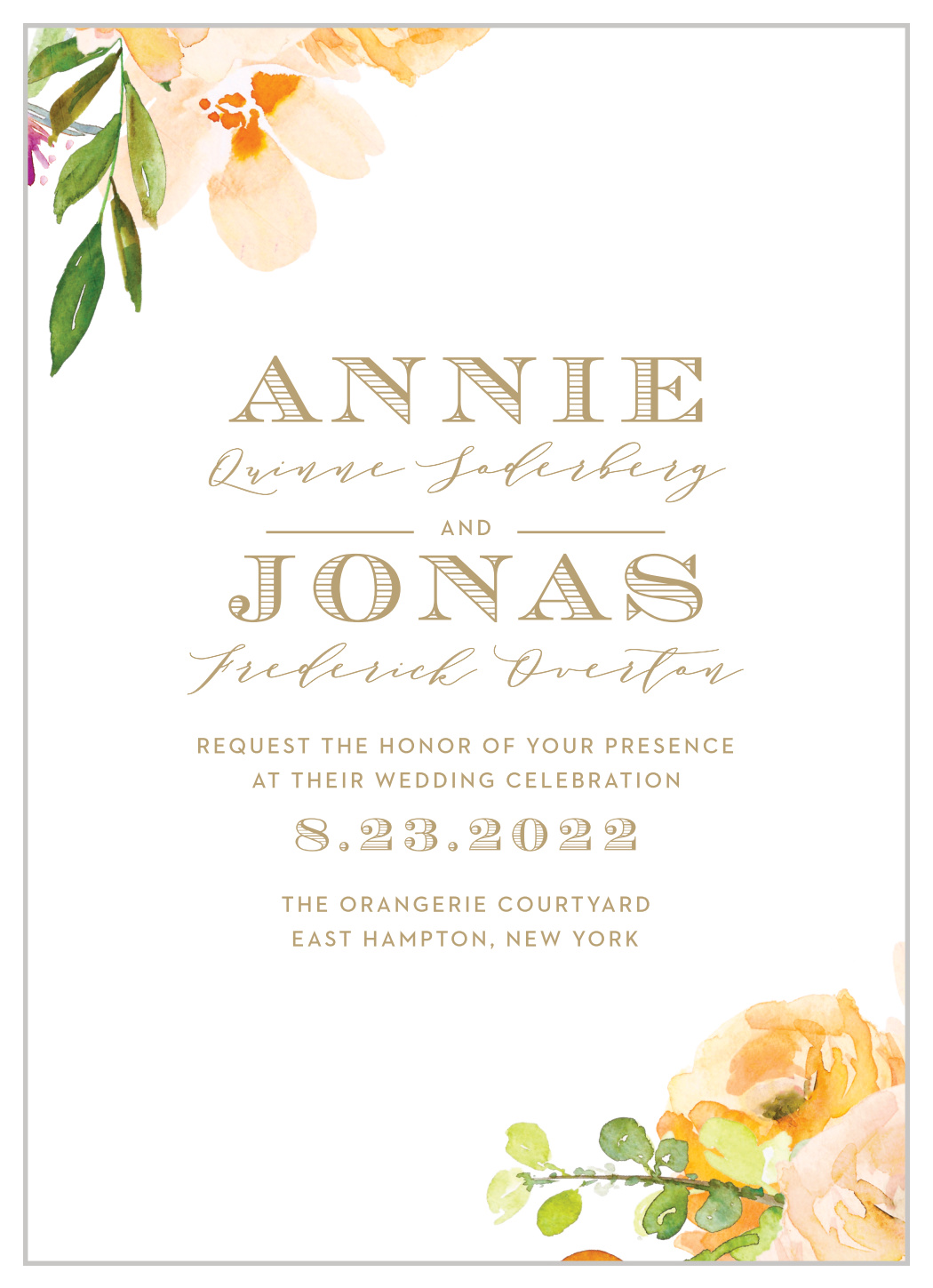Peachy Flowers Wedding Invitations