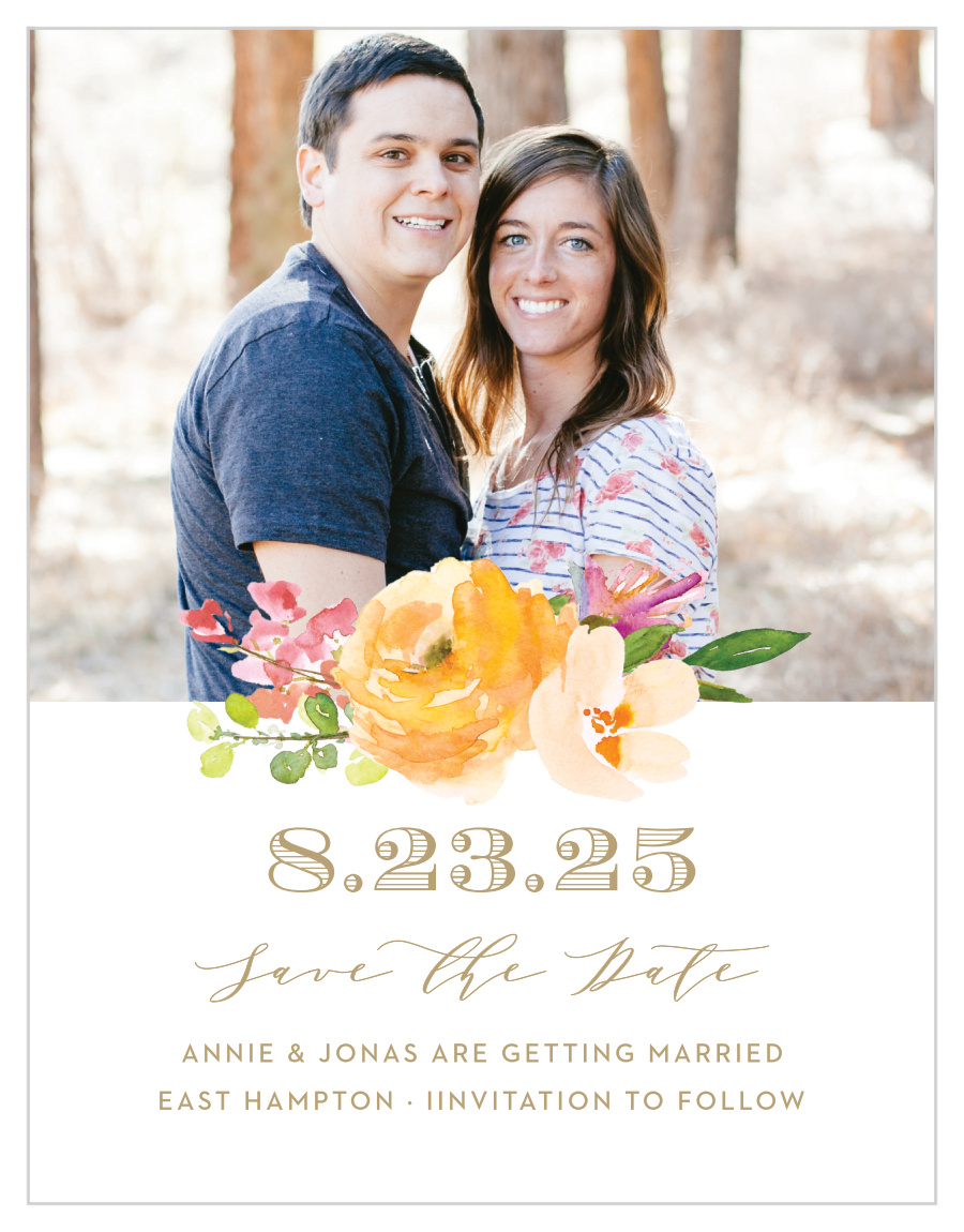 Peachy Flowers Save the Date Cards
