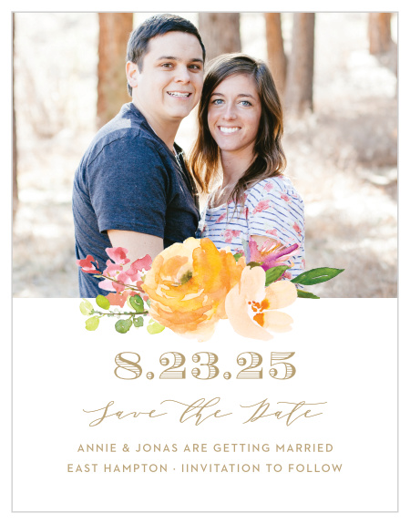 Our Peachy Flowers Save-the-Date Cards bring a summer warmth complimented with a vintage style. 