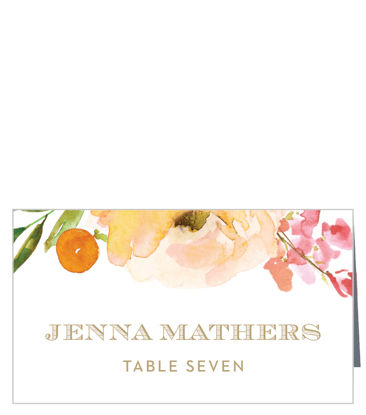 Peachy Flowers Place Cards