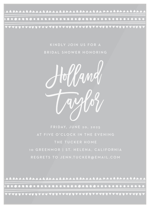 Our Boho Chic Clear Bridal Shower Invitations are decorated with a simple and trendy pattern!