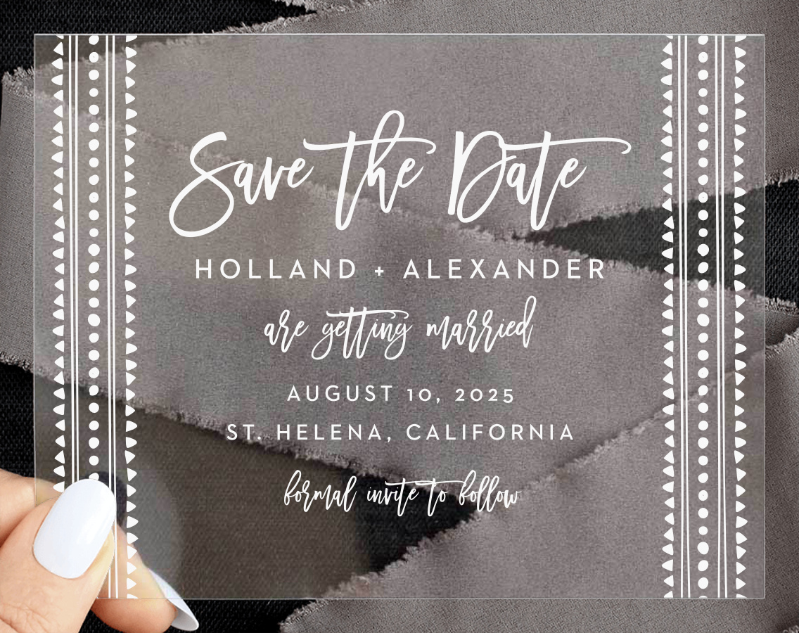 Boho Pattern Clear Save the Date Cards