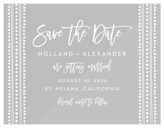 Our Boho Pattern Clear Save-the-Date Cards are decorated with a simple and trendy design!