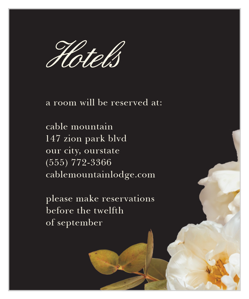 Romantic Flowers Accommodation Cards