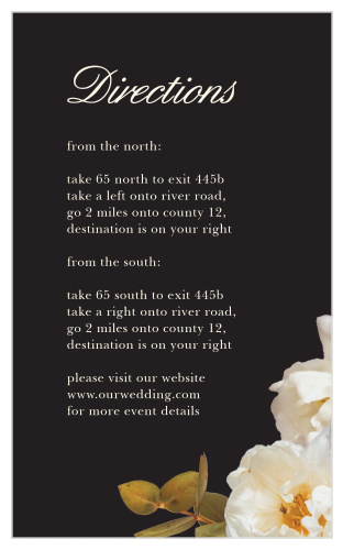 Help your friends and family find your event with our stunning Romantic Flowers Direction Cards. 