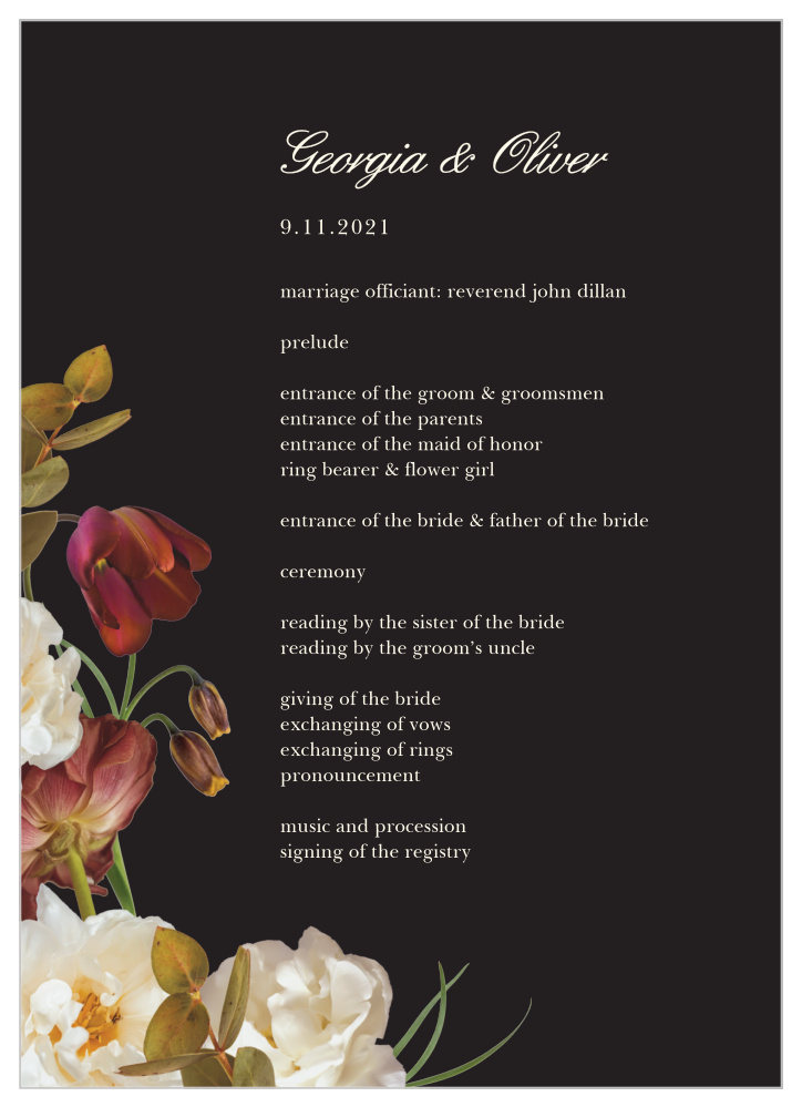 Romantic Flowers Wedding Programs