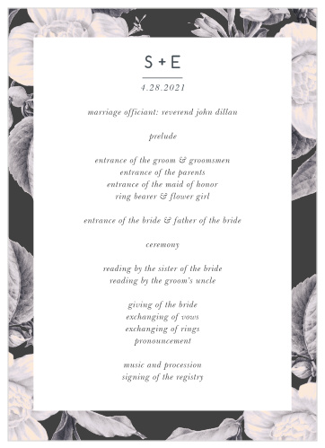 Our Stormy Florals Wedding Programs are as trendy as they are vintage! 