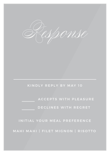 Our stunning Deco Typography Clear Response Cards offer an unforgettable blend of modern minimalism and classic elegance.