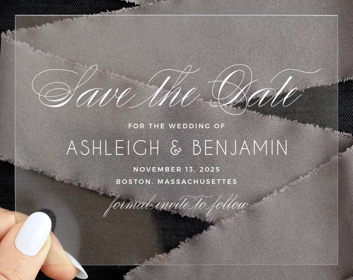 Deco Typography Clear Save the Date Cards