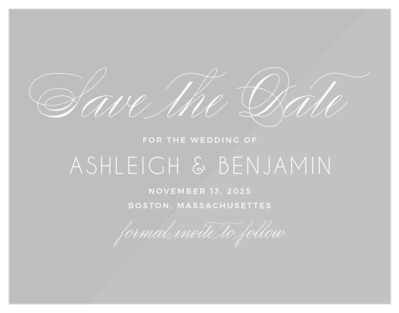 Our stunning Deco Typography Clear Save-the-Date Cards offer an unforgettable blend of modern minimalism and classic elegance