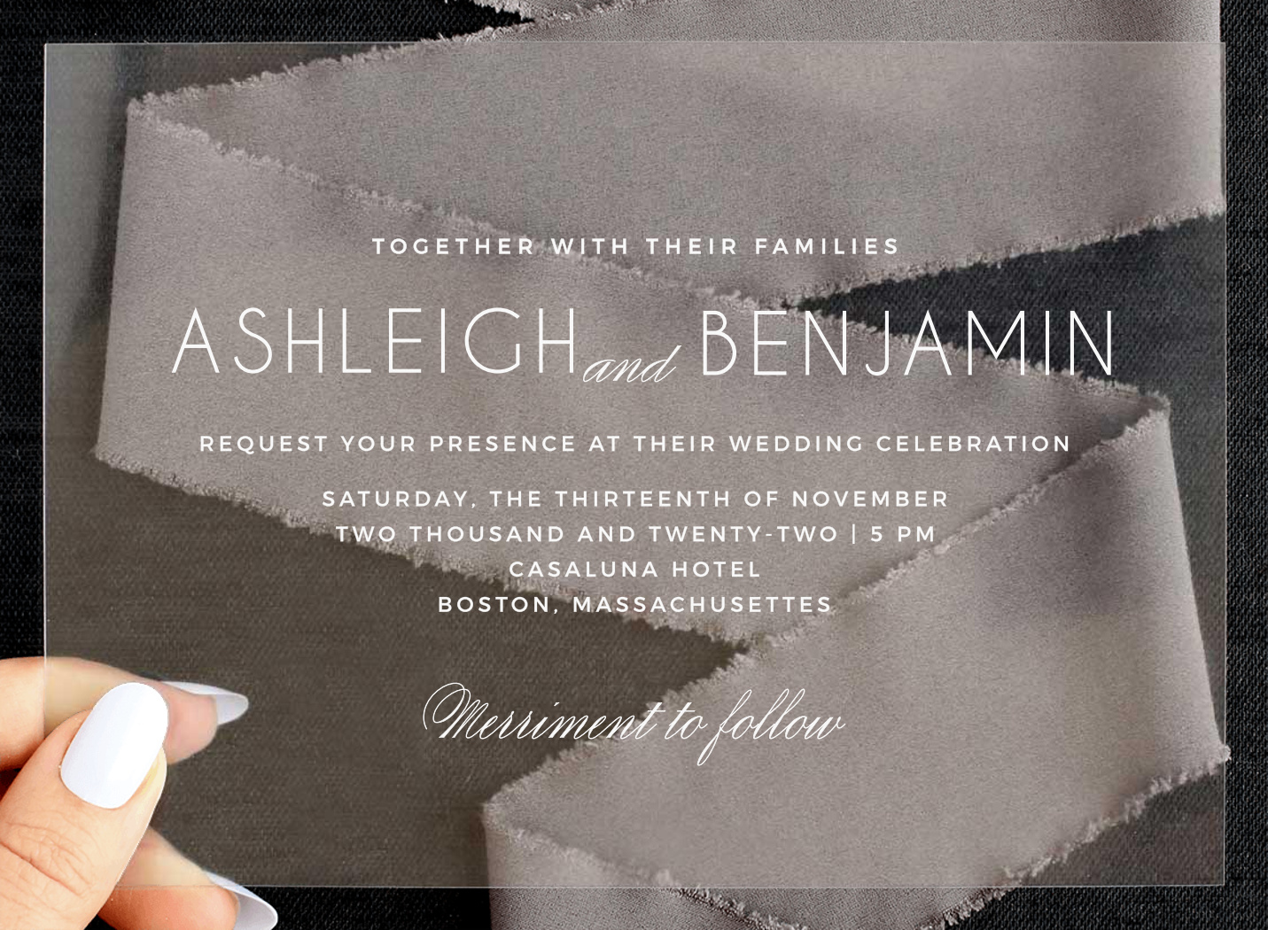 Deco Typography Clear Wedding Invitations