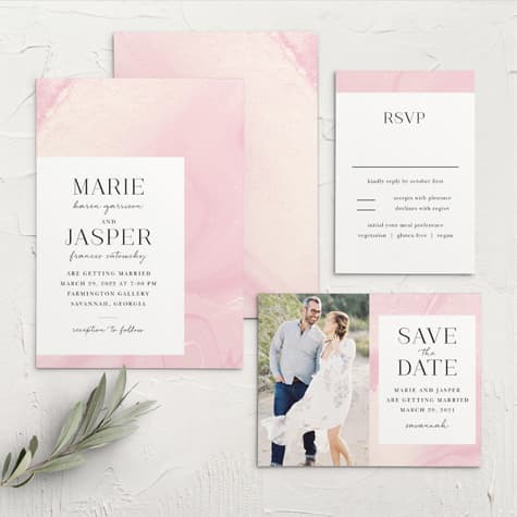 Blushing Gold Wedding Invitations