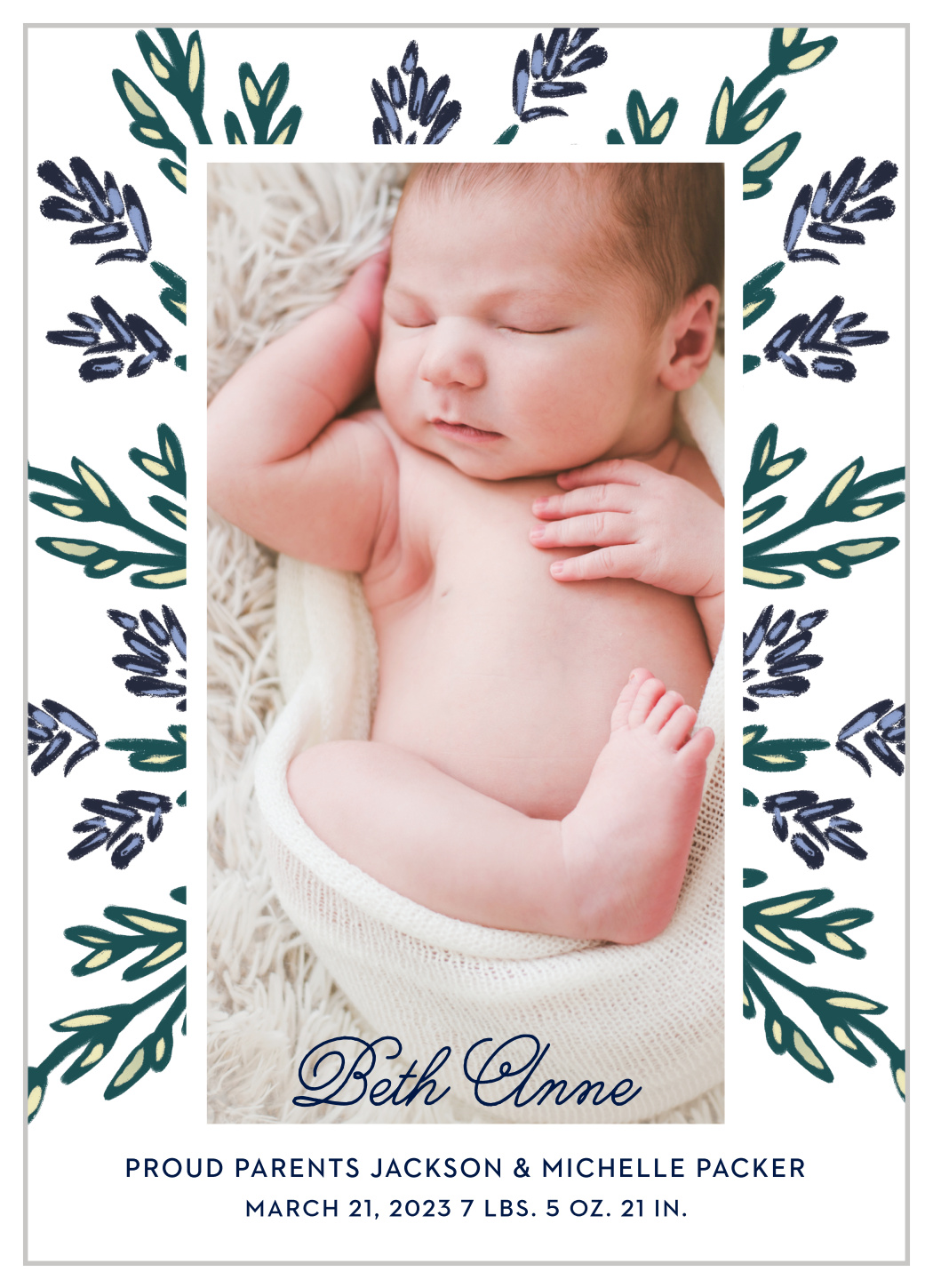 Lavender Garden Birth Announcements by Basic Invite