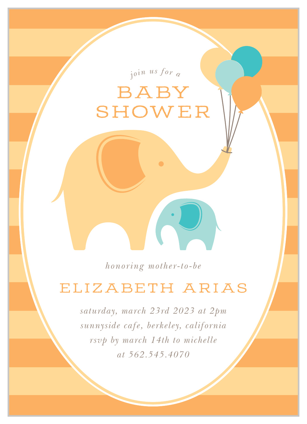 Little Elephant Baby Shower Invitations