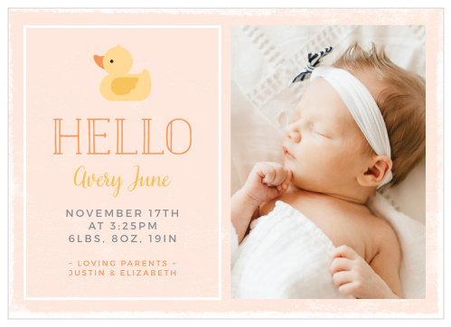 Make sure your friends and family have all of your newborn's details with our Little Duck Birth Announcements.