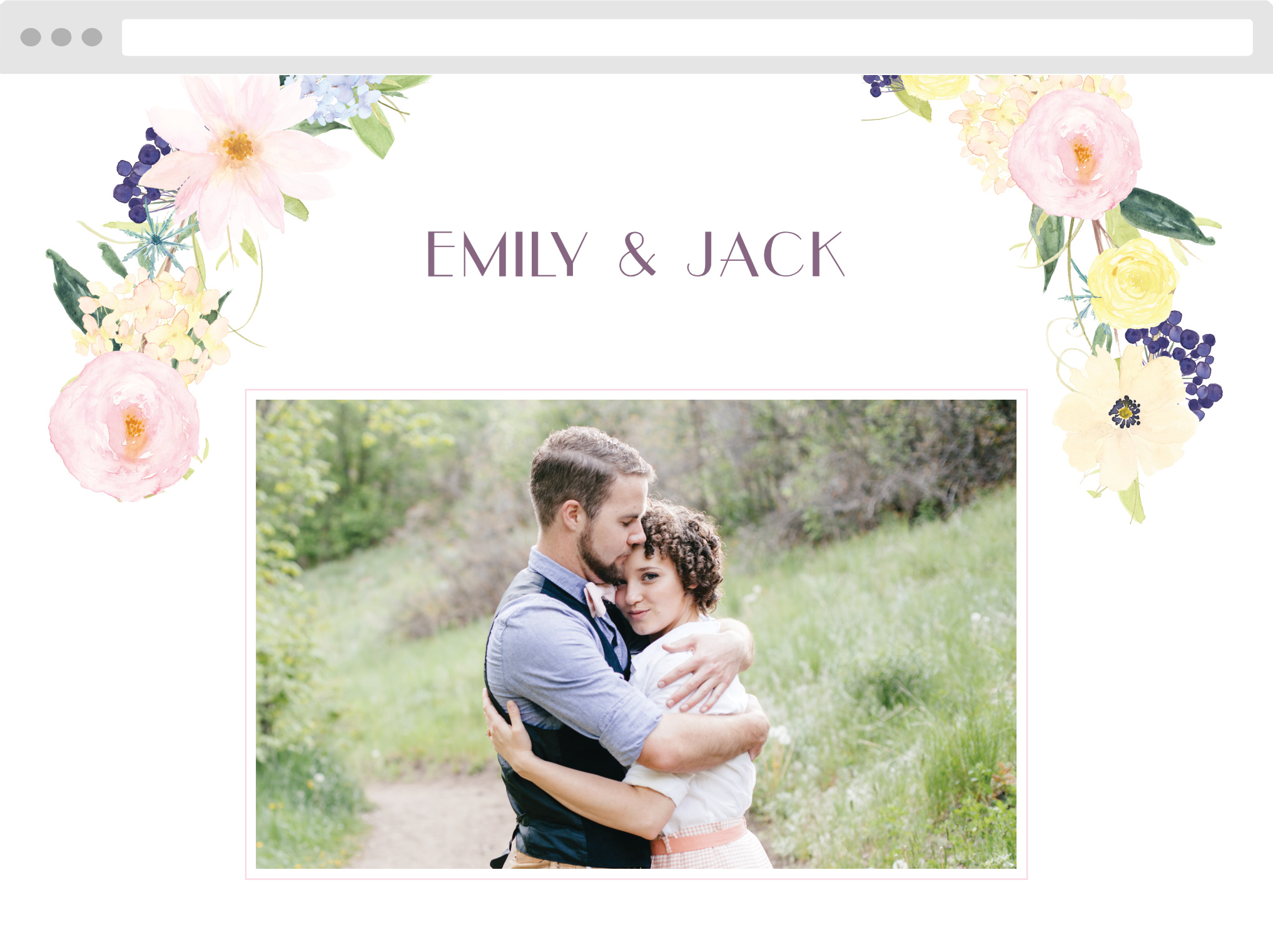 No Delight your friends and family with the subtle beauty of our Spring Watercolors Wedding Website.