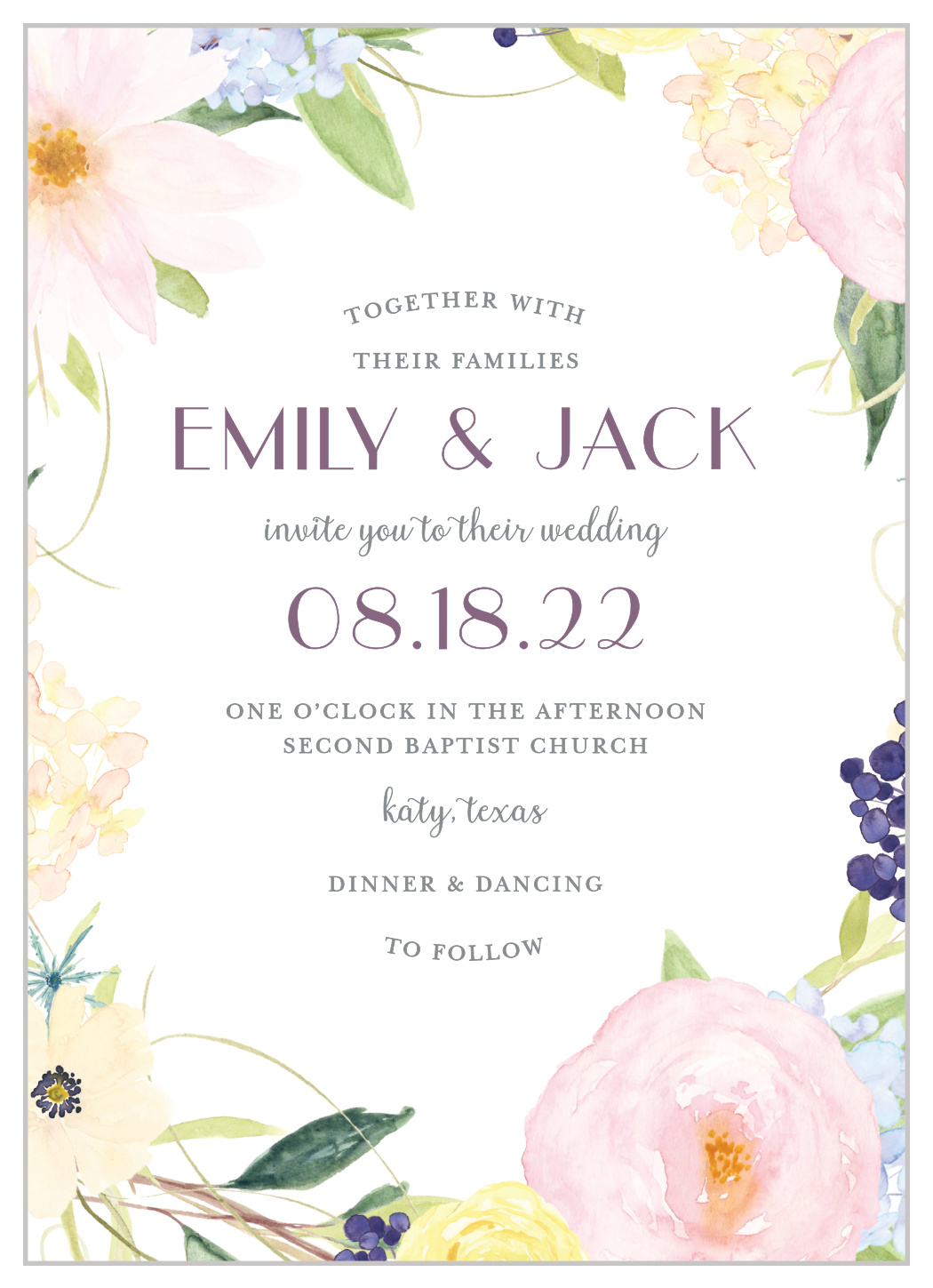 Spring Watercolors Wedding Invitations