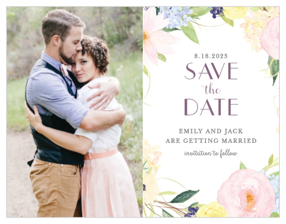 Delight your guests with the subtle beauty of our Spring Watercolors Save-the-Date Magnets.