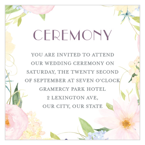 Delight your guests with the subtle beauty of our Spring Watercolors Ceremony Cards.