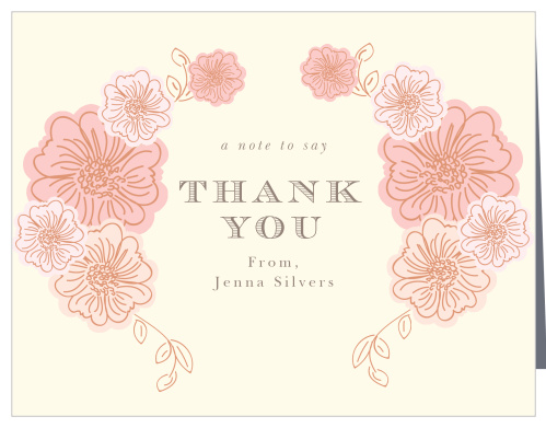 Our Shower of Flowers Baby Shower Thank You Cards are both warm and serene.