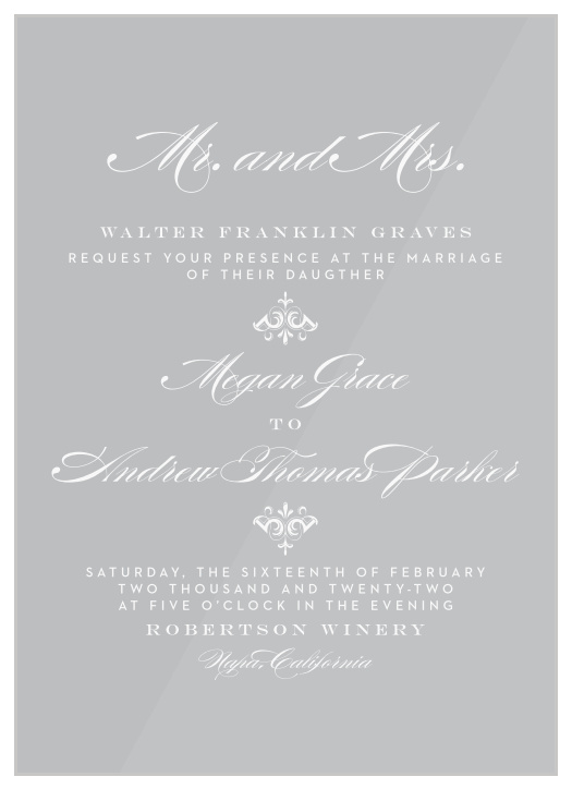 Our stunning Scripted Elegance Clear Wedding Invitations offer an unforgettable blend of modern minimalism and classic elegance.