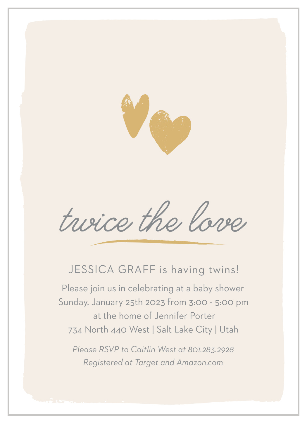 Twice the Love Baby Shower Invitations