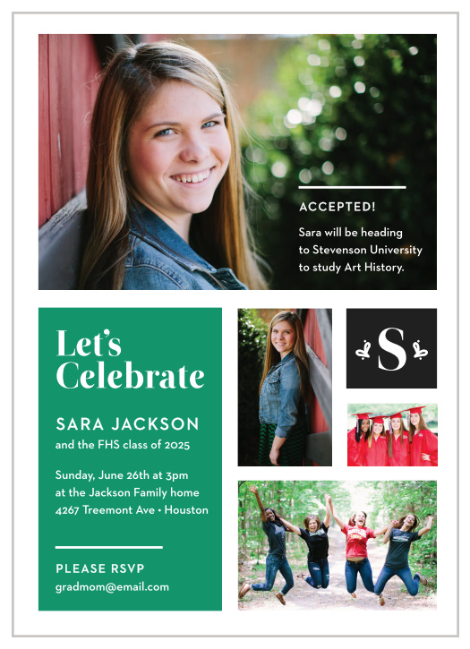 Our simple Color Blocked Graduation Party Invitations are the perfect fit for your upcoming graduation.