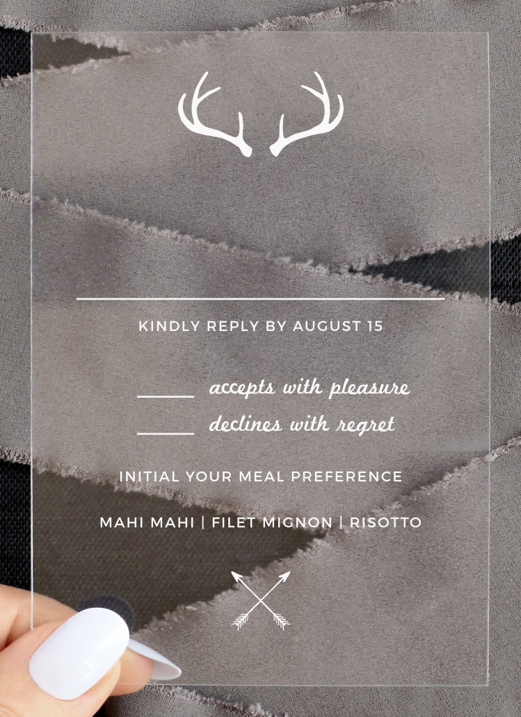 Rustic Antlers Clear Response Cards