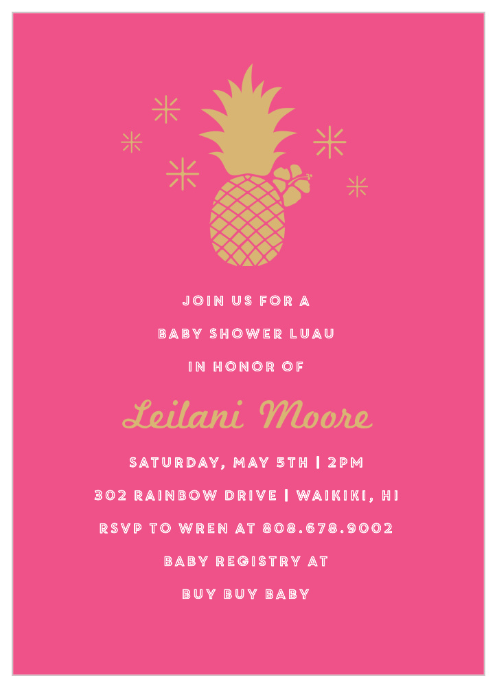 Pineapple Luau Baby Shower Invitations